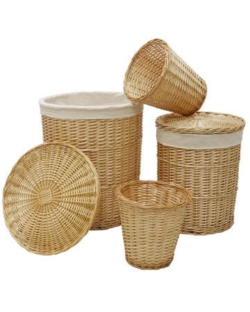 4 Round Willow Laundry Baskets & Bins