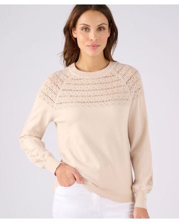 Balloon Sleeve Pointelle Jumper
