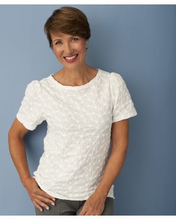 Textured Gathered Sleeve T-shirt