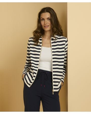 Stripe Zip Front Cardigan