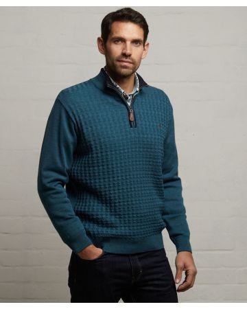Gabicci Pattern Front Knit Quarter Zip Neck