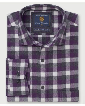 Brook Taverner Melange Check Casual Long Sleeve Shirt
