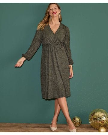 Mock Wrap Sparkle Dress