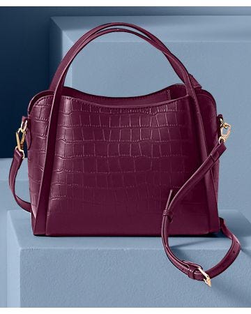 Mock Croc Crossbody Handbag