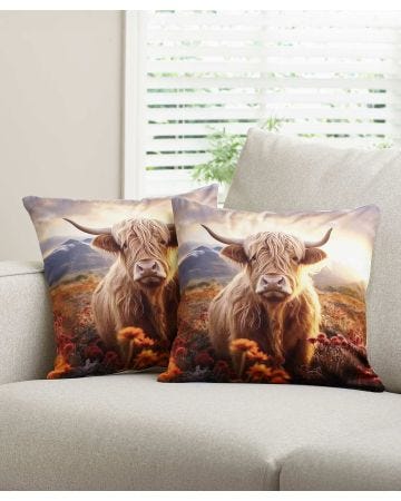 Pack of 2 Highland Cow Cushion Covers