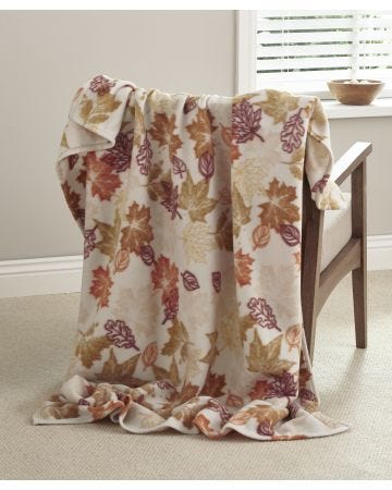 Pack of 2 Autumn Leaves Fleece Throws