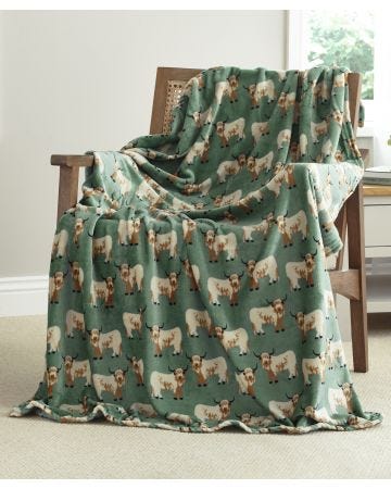 Highland Cow Fleece Throw