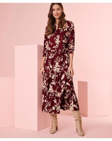 Floral Jersey Tiered Dress