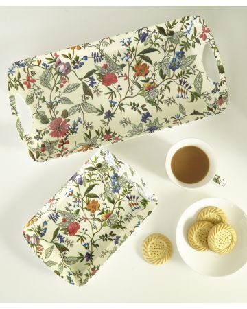 Set of 2 Floral Melamine Trays