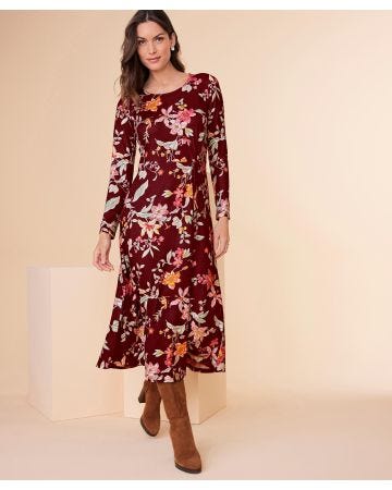 Warm Knit Twist Front Jersey Dress