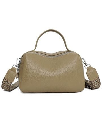 Envy - Leather Shoulder Bag with Patterened Strap