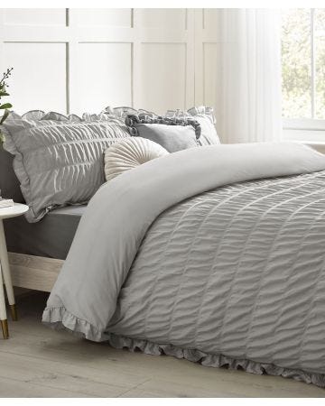 The Catherine Lansfield Loft Seersucker Frill Duvet Set