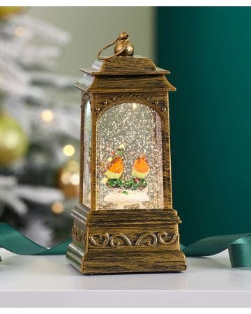 Robin Glitter Water Spinner Lantern