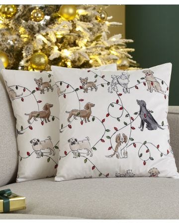 2 PK Christmas Dog Cushion Covers