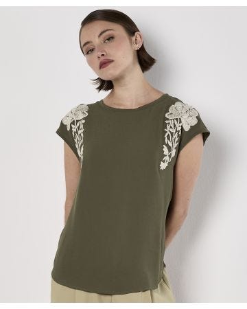 Apricot Embroidered Top