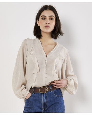 Apricot Ruffle Blouse