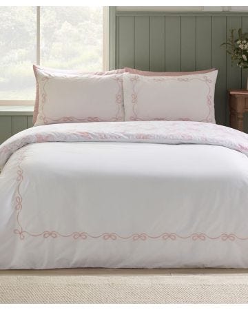 Catherine Lansfield Bow Embroidery Duvet Set