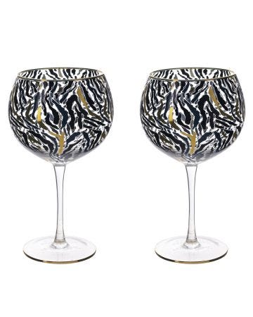 Widdop Frida Set of 2 Zebra Print Gin glasses