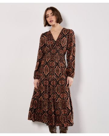 Apricot Smock Waist Dress