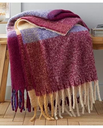 Faux Mohair Check Throw
