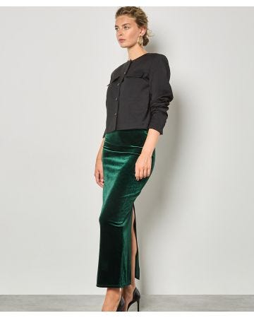 Apricot Velvet Maxi Skirt