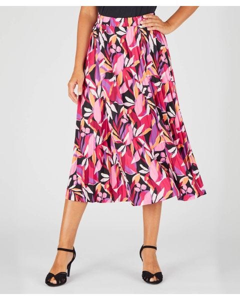 Jersey Print Pleated Skirt