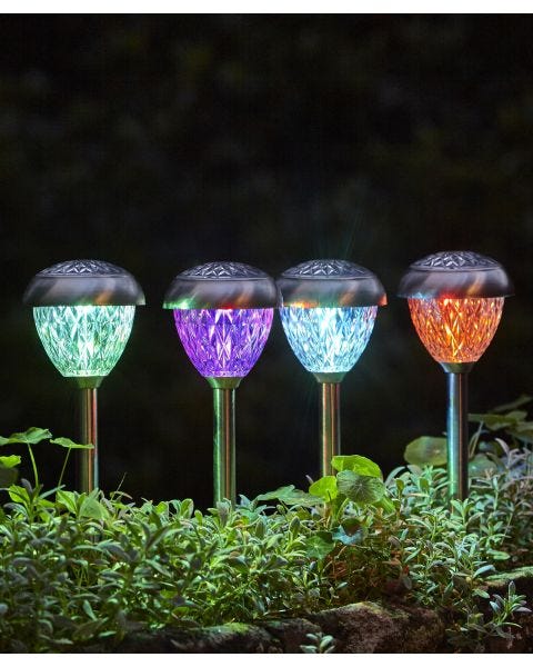 Pack of 4 colour-changing Solar path lights
