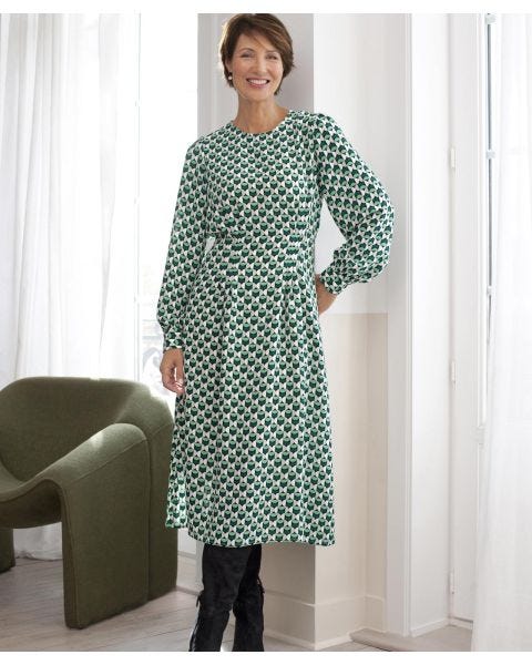 Geometric Print Flared Dress