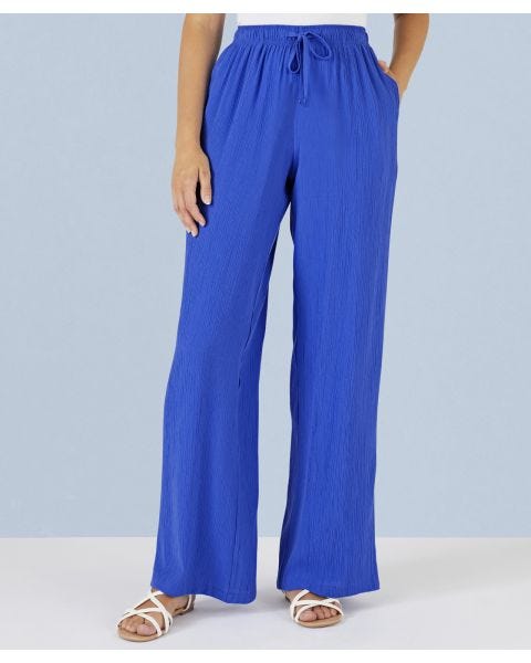 Wide-leg Crinkle Trousers