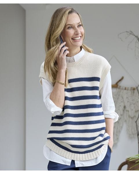 Stripe Sleeveless Jumper