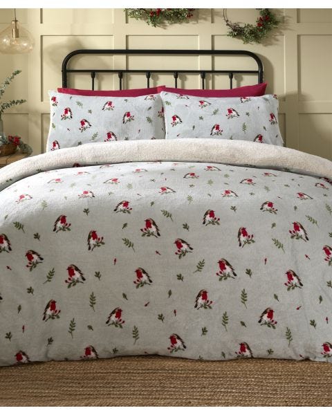 Winter Robin Fleece Duvet Set