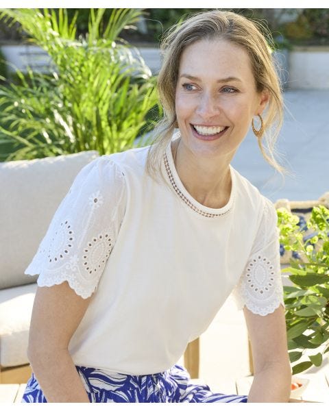 Broderie Anglais Detail T-shirt