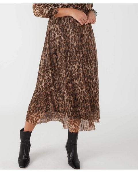 First Avenue Metallic Animal Print Skirt