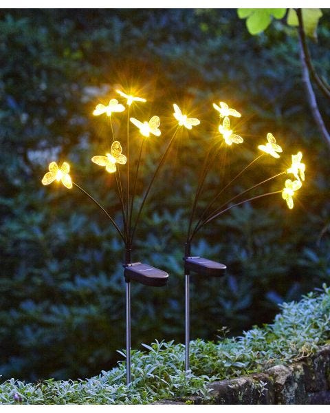 Pack of 2 Solar Butterfly Stake Lights