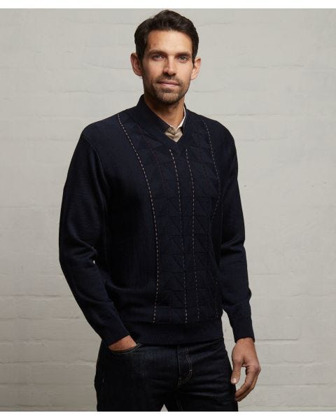 Gabicci Pattern Front Knit V-neck Jumper