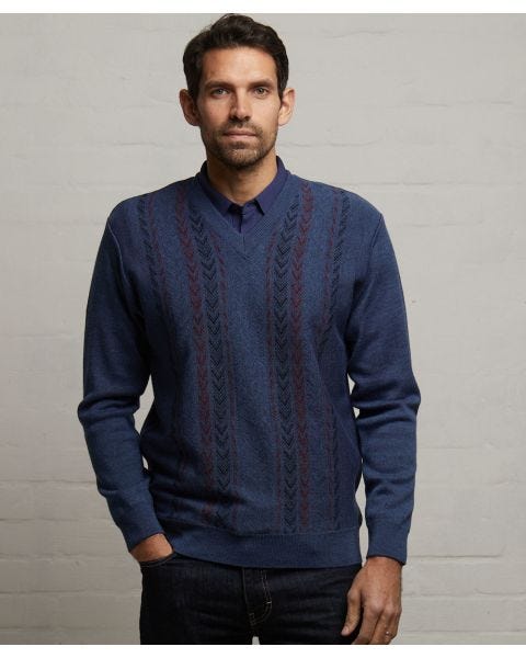 Gabicci Pattern Front Knit V-neck Jumper