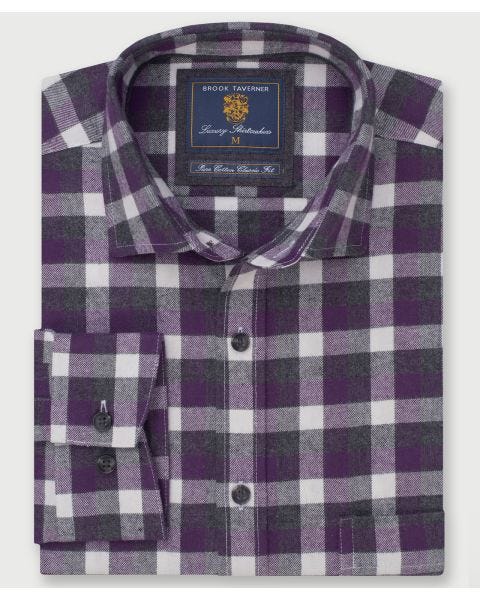 Brook Taverner Melange Check Casual Long Sleeve Shirt