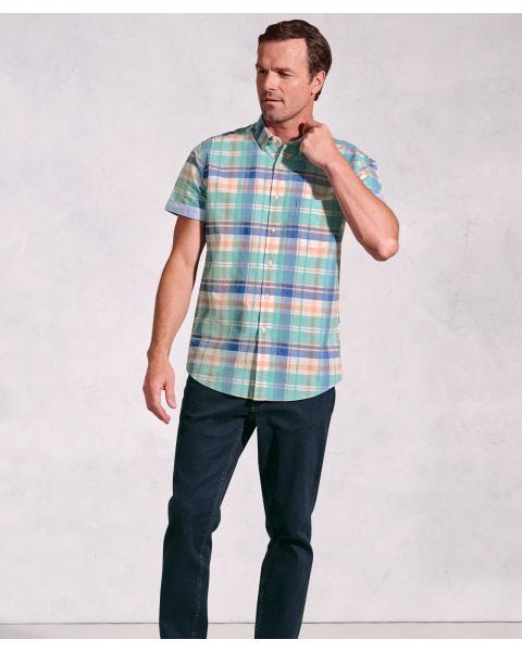 Brook Taverner - Cotton Slub Check Short Sleeve Shirt
