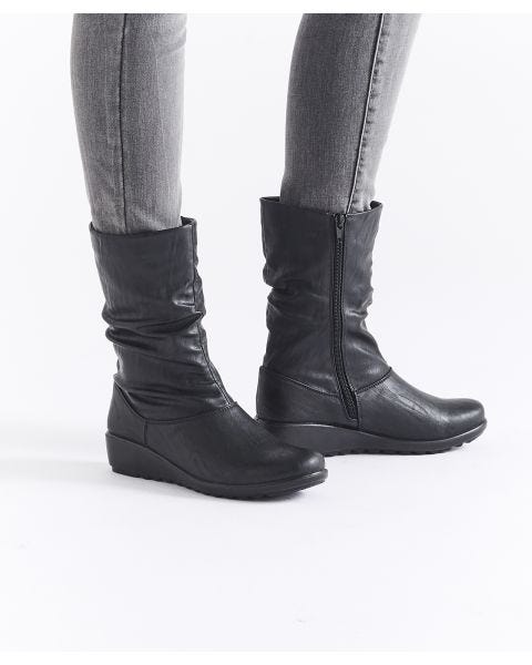 Cushion-walk Slouch Mid Calf Boots