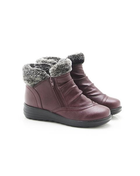 Cushion-walk Faux Fur Trim Ankle Boots
