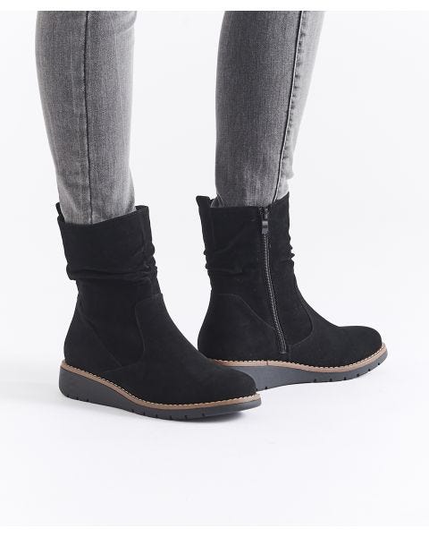 Cushion-walk Slouchy Suede-look Ankle Boot