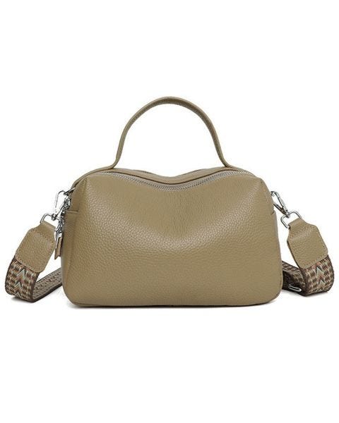 Envy - Leather Shoulder Bag with Patterened Strap