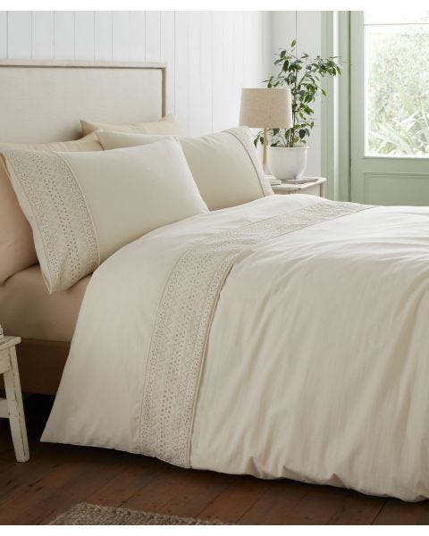 Catherine Lansfield Timeless Broderie Anglaise Duvet Set.