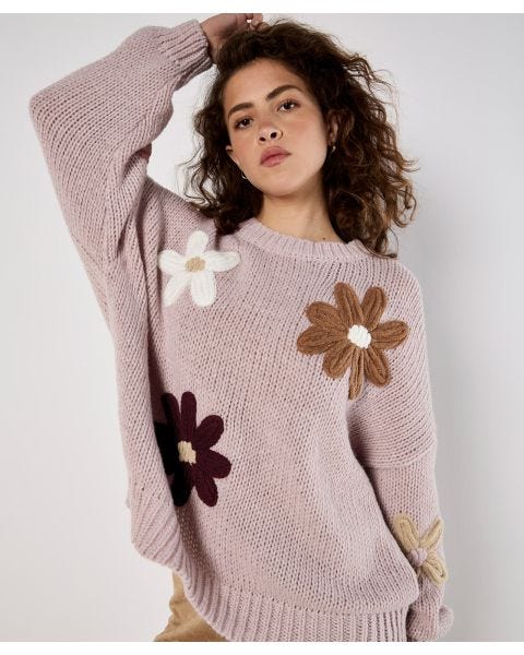 Apricot Embroidered Jumper
