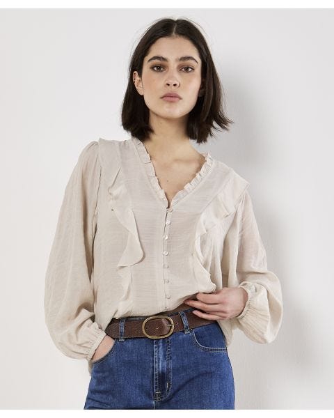 Apricot Ruffle Blouse