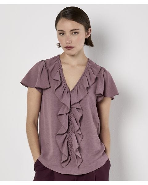 Apricot Ruffle Blouse