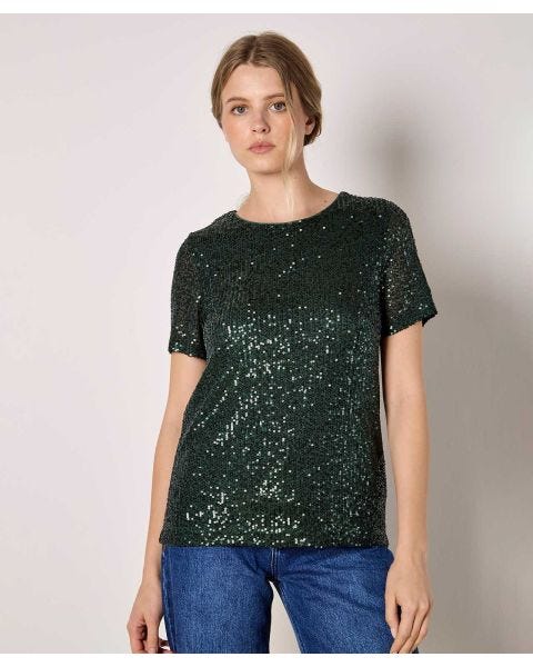 Apricot Sequin Top