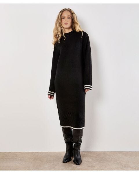 Apricot Knitted Midi Dress