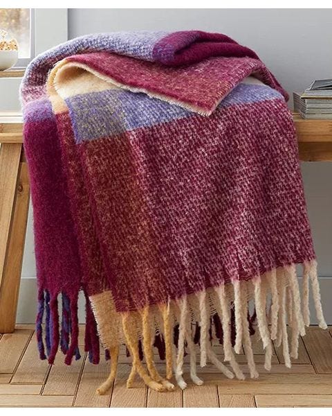 Faux Mohair Check Throw